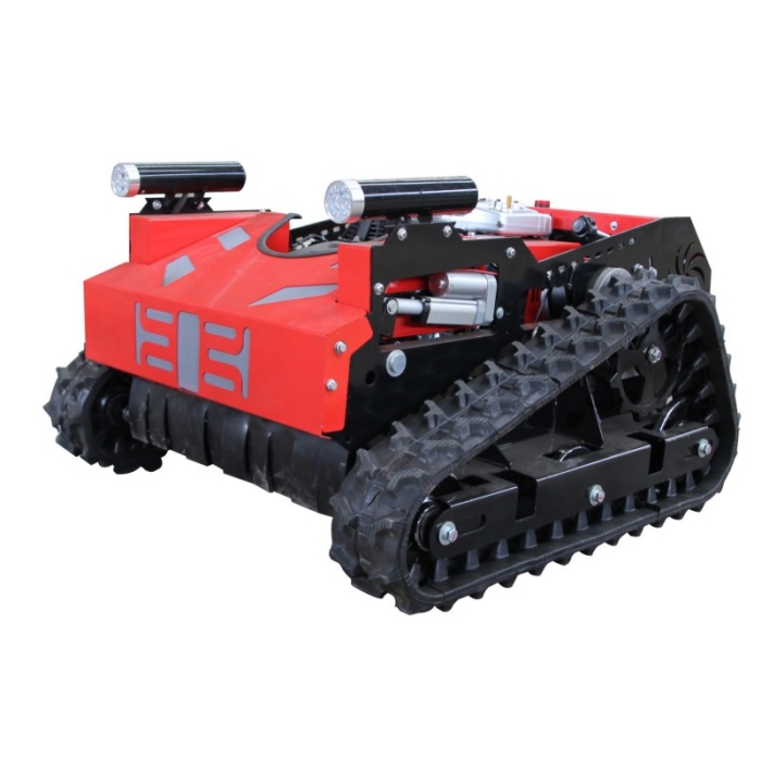 Radio-controlled Lawn Mower Robotic Mowing Machine for gardening and landscaping industry. 